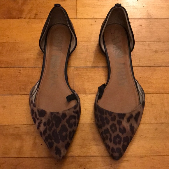 Sam & Libby Shoes - Leopard Flats with Gold Trim